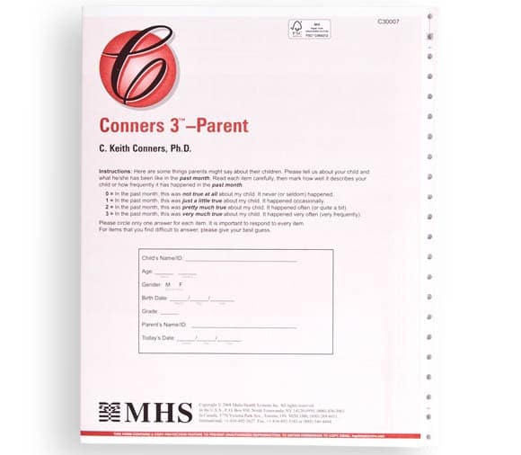 Conners Rating Scale for Attention Deficit Disorder