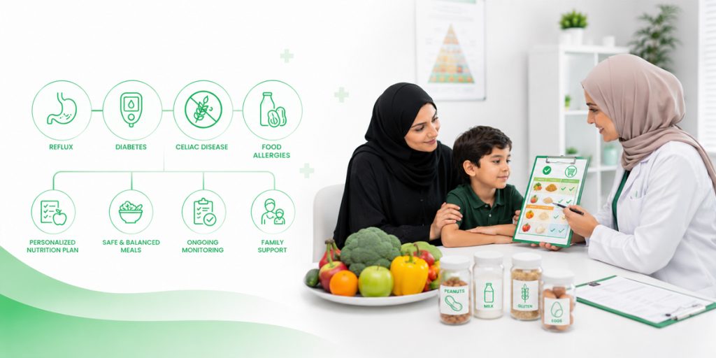 Medical Diets and Food Allergies Are Part of What We Do General Pediatrics KidsHeart, Dubai, Abu Dhabi, and Al Ain