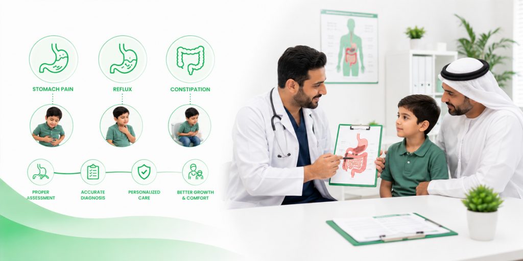 Stomach Pain, Reflux, Constipation, These Are Worth Taking Seriously General Pediatrics KidsHeart Dubai, Abu Dhabi, and Al Ain